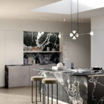 pros and cons of porcelain countertops, black countertops white cabinets